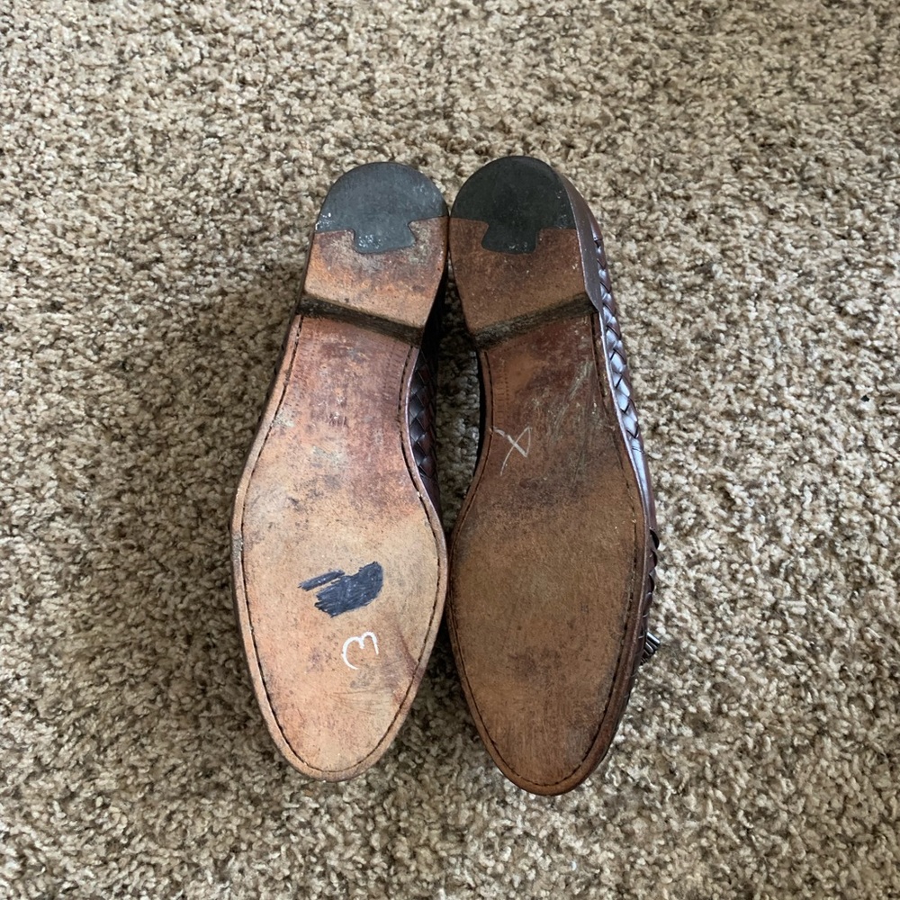Cole Haan Brown Woven Leather Tassel Loafers - Picture 6 of 7